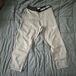 Nike Pro Dri-Fit Kids Gray Leggings with Black Waistband